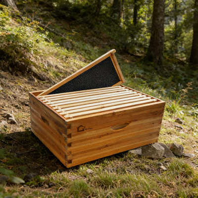 10-Frame Wax Coated Bee Hives Deep Box, Langstoth Deep Brood Bee Box Dipped In 100% Beeswax Includes Beehive Frames and Waxed Foundations for Beekeeping Supplement
