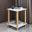 Table d'appoint 1 pièce blanche + chêne, table de bout à 2 niveaux, table de chevet moderne, canapé, table d'appoint avec tablette de rangement-613056112