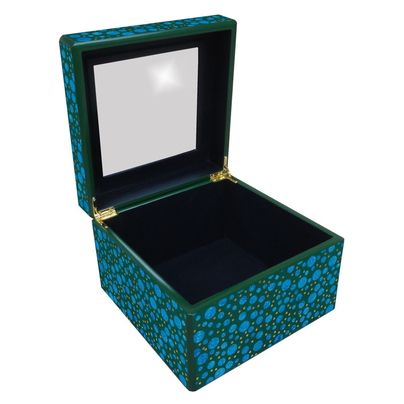 Reverse Painted Mirror Accessory Box, Blue/Green
