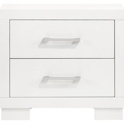Table de chevet rectangulaire blanche à 2 tiroirs avec poignées en métal, chambre à coucher pour garder les choses propres, esthétique propre et moderne, poignées de bar de 23 po x 15 po, organisateur, look classique, mélange de bois massif, 15 profondeurs