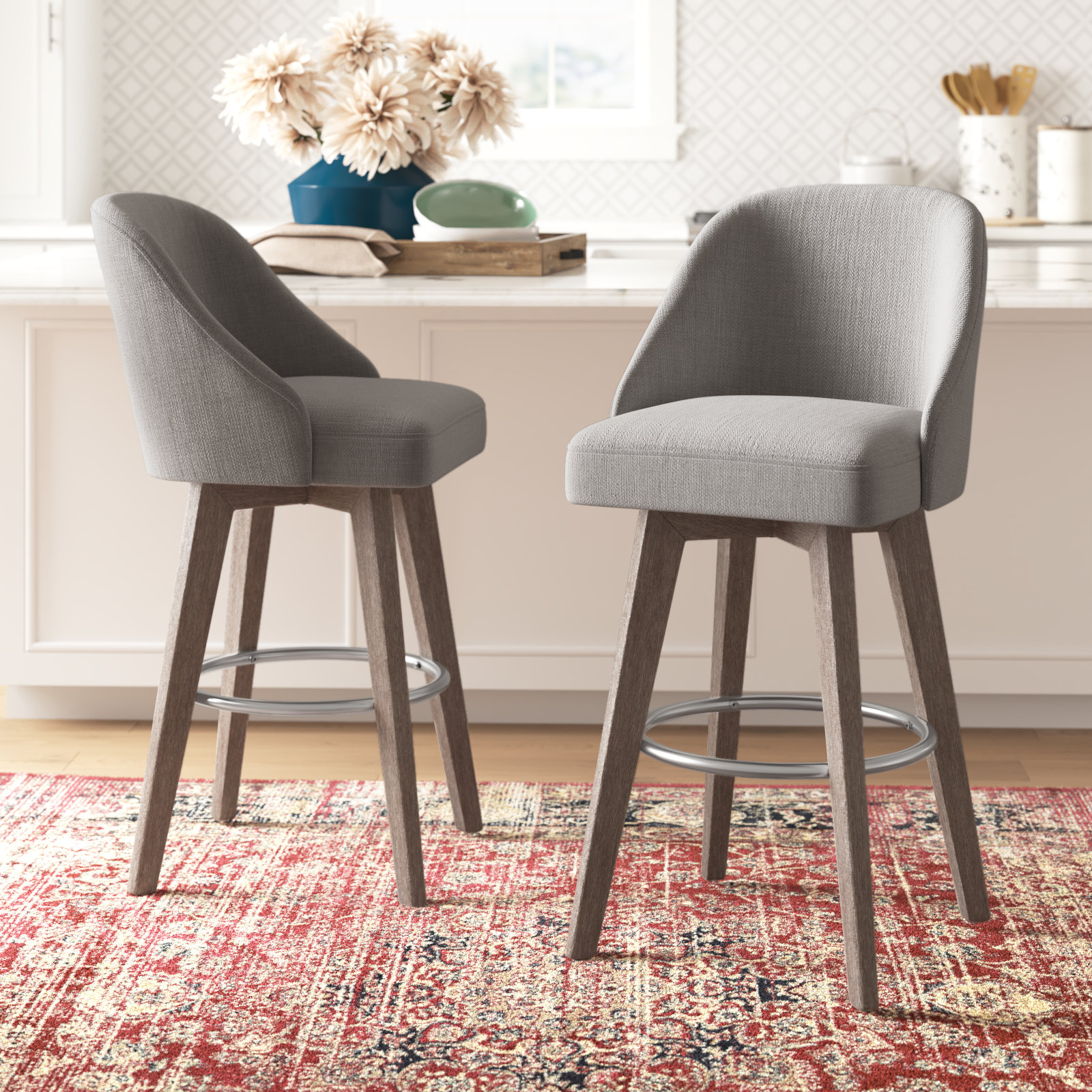 Pearce Swivel Stool, Gray, Bar Stool (30” Seat Height), 2