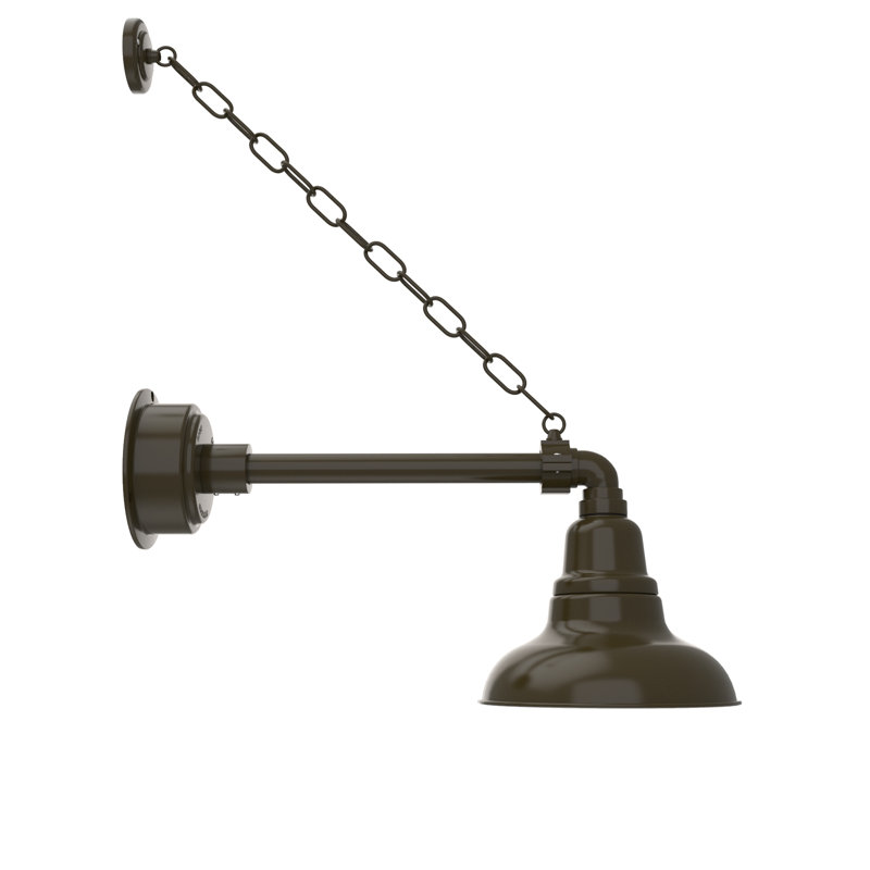 Luminaire de grange d'extérieur à DEL Adesh, H 18 po x l 8 po x P 23 po, Bronze acajou