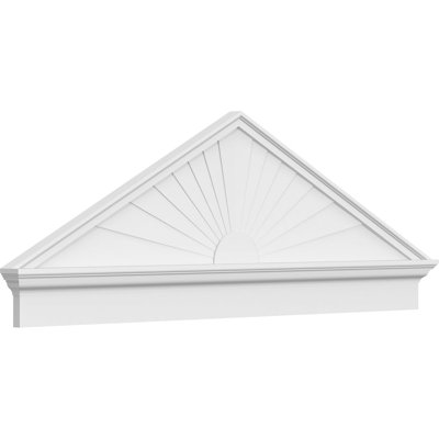 64"W x 22-7/8"H x 2-3/4"P (Pitch 6/12) Peaked Cap Sunburst Architectural Grade PVC Combination Pediment