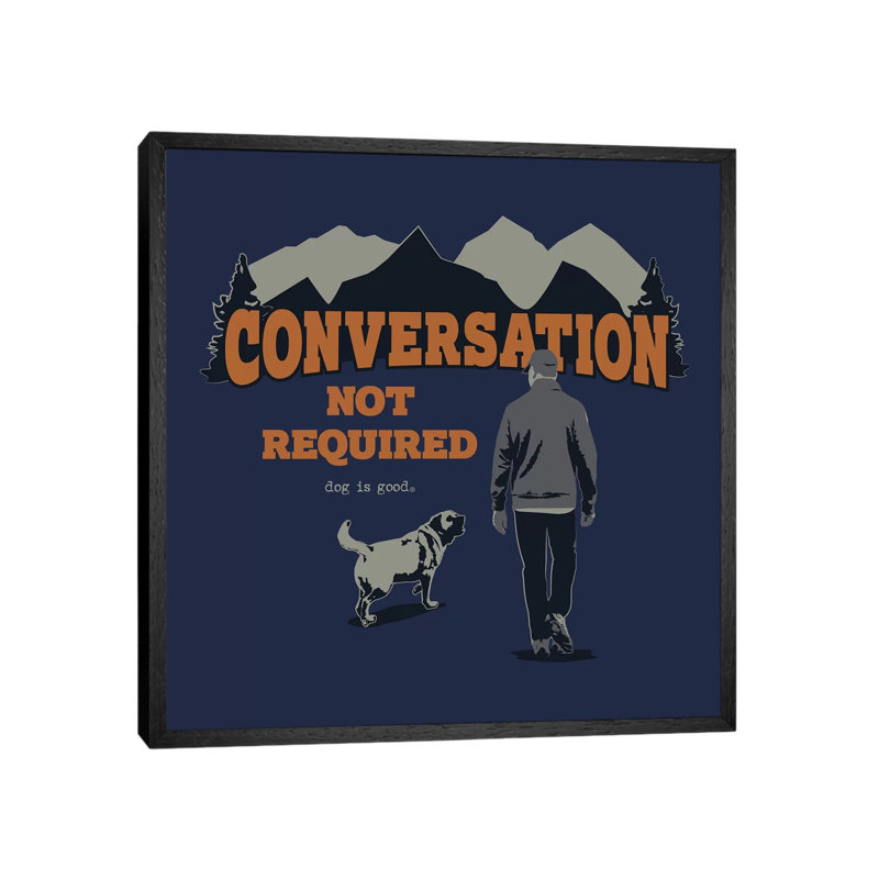 Conversation Not Required Hiking - Print on Canvas, Black Framed, 45.72cm H x 45.72cm W x 3.81cm D
