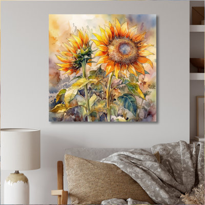 Tournesol jaune, symphonie III sur toile