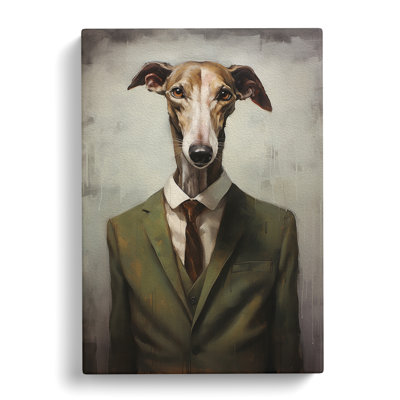 Greyhound in a Suit Painting No.2 - Wrapped Canvas