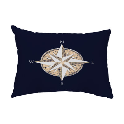 E By Design Compass Outdoor Rectangular Pillow Cover & Insert In Navy