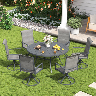 6 - Person Round Outdoor Dining Set With Swivel Chair