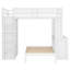 Lit double superposé double TG / double avec lit inférieur démontable et bureau, structure de lits superposés en bois massif avec tablettes intégrées et garde-robe, peut être converti en lit mezzanine, blanc