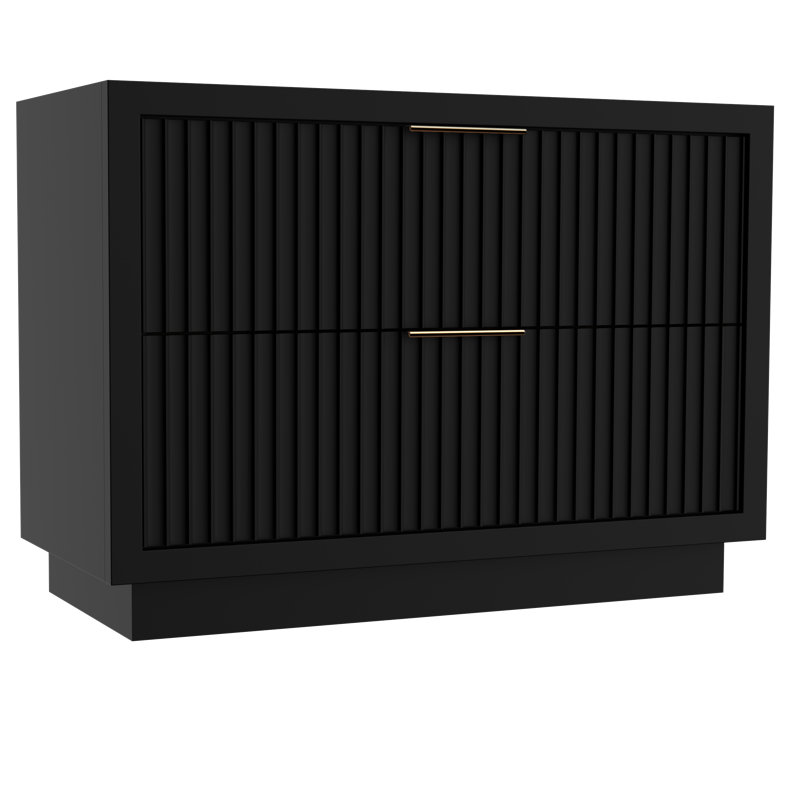 Lecrieú Two-Drawer Single Bath Vanity, Noir, Champagne Bronze, 48"