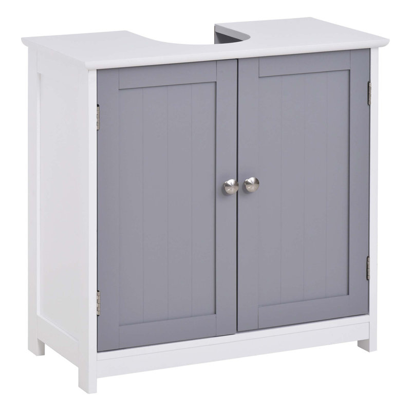 Armoire de rangement à piédestal Kleankin, armoire de meuble-lavabo, armoire de salle de bain sous évier avec découpe en U et tablette