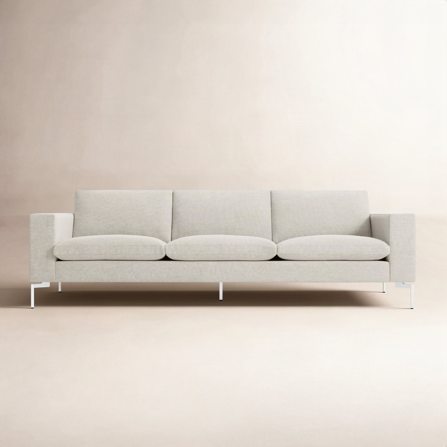 New Standard Upholstered Sofa, 32" H x 92" W x 35" D, Maharam Mode in Clavicle Polyester Blend, White