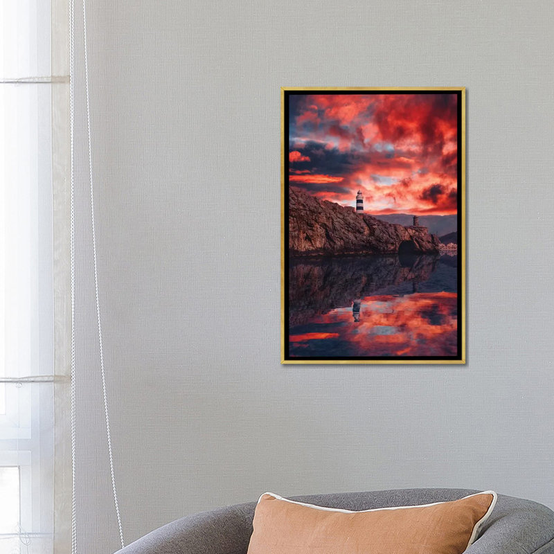 « Mallorca, Soller » par Hobopeeba, reproduction d’art, Toile encadrée d'or, Pas de tapis, H 26 po x l 18 po x 1,5 po