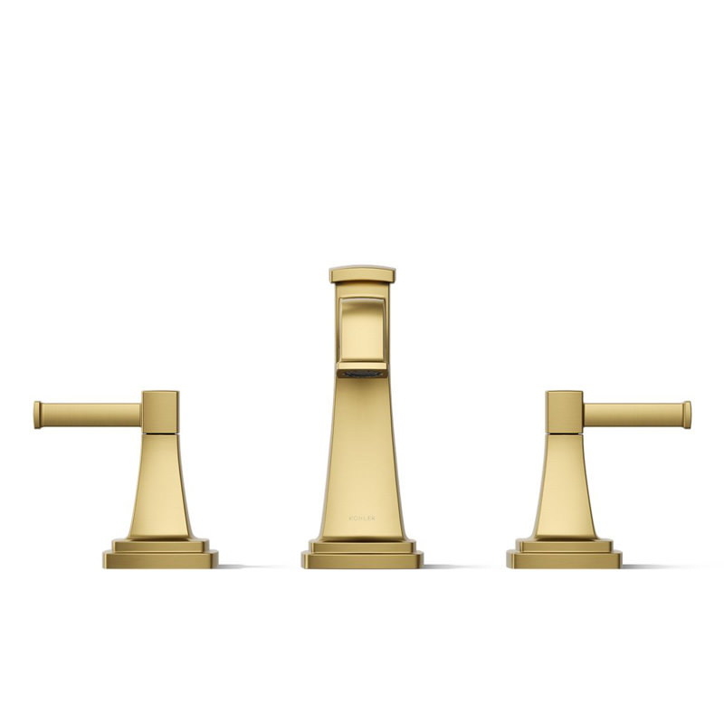 Riff Widespread Bathroom Sink Faucet, Vibrant Brushed Moderne Brass, 0.5 GPM