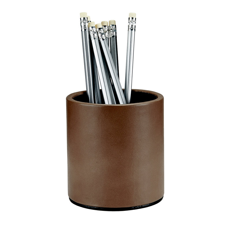Graphic Image Pencil Cup, Leather, Taupe