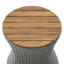 Table d'appoint d'extérieur, table de bout de patio ronde de 17,5 po avec plateau en bois naturel et base de sablier en osier gris, petite table basse d'extérieur résistante aux intempéries pour balcon, jardin, bord de piscine