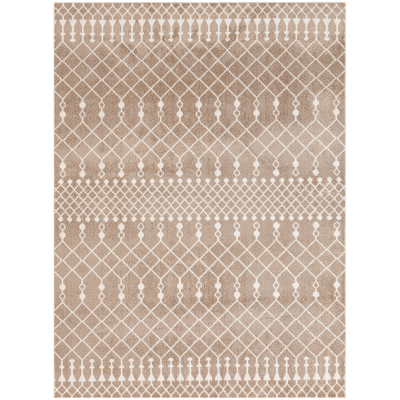 Dakota Fields Burrillville Taupe Bohemian Machine Washable Indoor Rug, Rectangle 5'3" x 7'