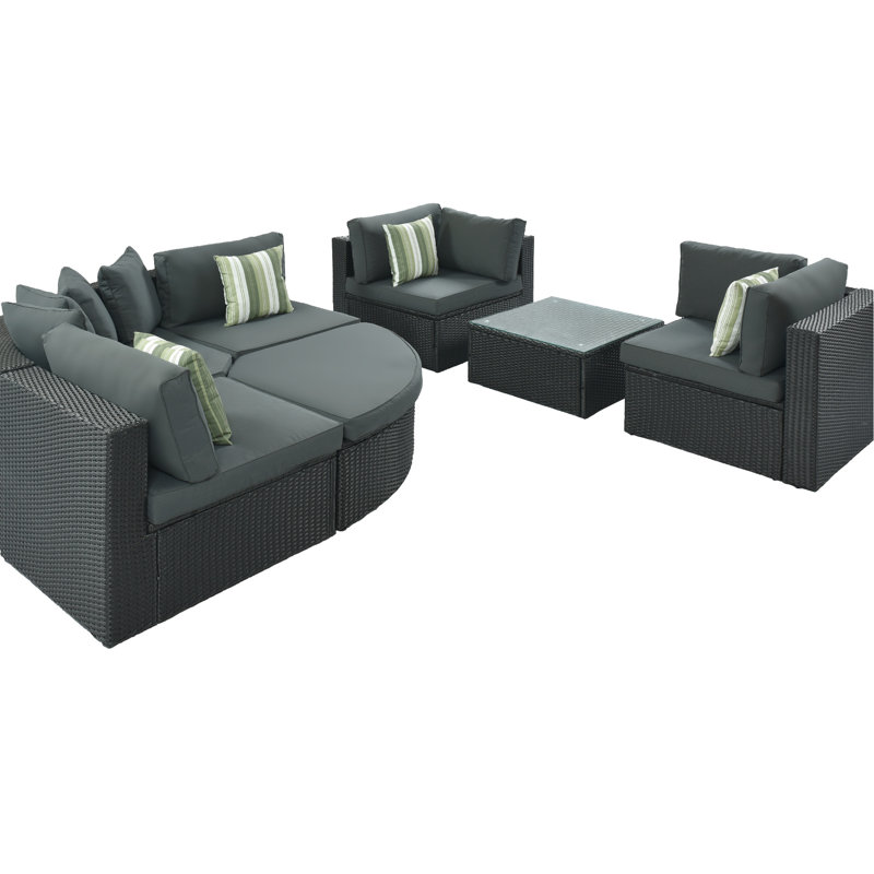 Outdoor Lounge With And Gray Cushions For Deck Striped Pillows