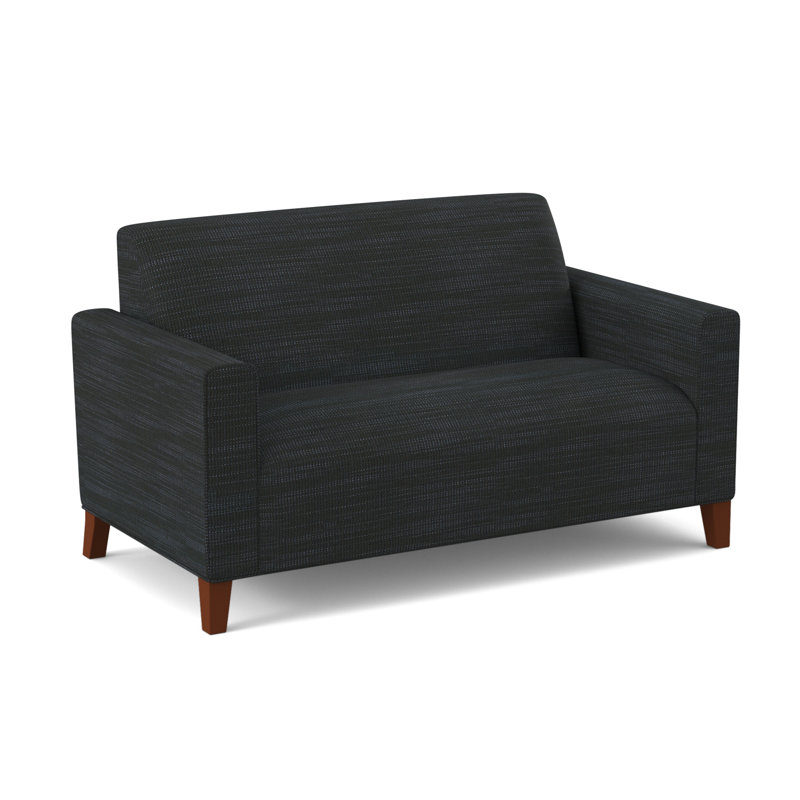 Kailum 69"" Custom Upholstered Square Arm Sofa, Ridgecrest Midnight Basketweave