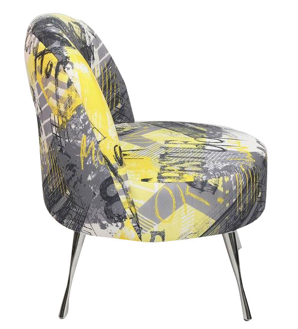Zen Upholstered Accent Chair, Yellow/Grey