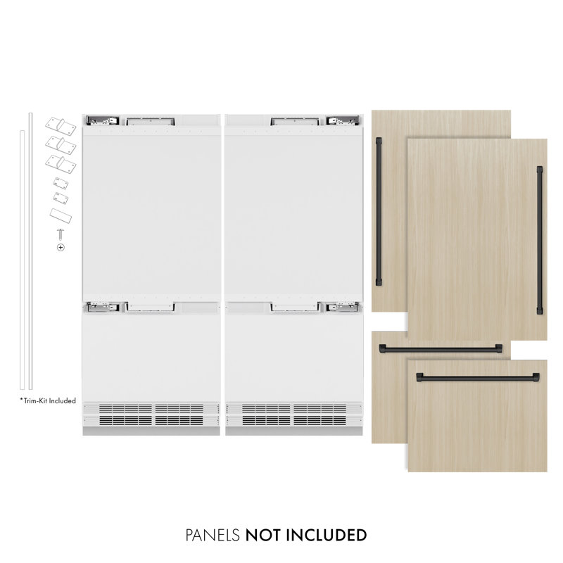 ZLINE Autograph 72 in. Panel Ready Built-In Refrigerator w/ Polished Gold Accents, Panel Ready/Graphite Gray/Matte Black