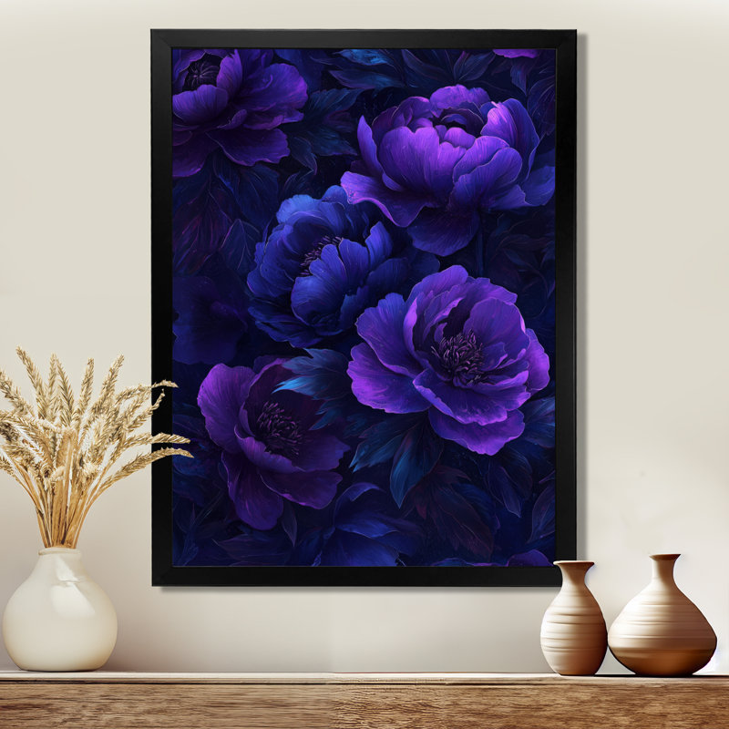 Itasca - Floral Canvas Wall Art, Noir, noir, noir, noir, H 20 po x l 12 po, Reproduction encadrée sans passe-partout