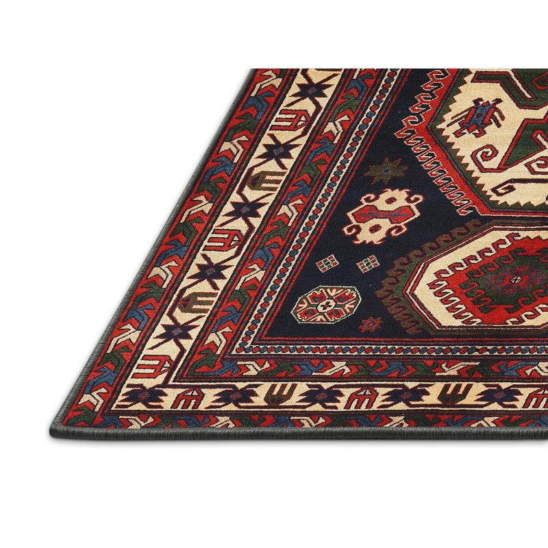 Tapis oriental rouge / bleu / ivoire, Rectangle 2 pi x 4 pi