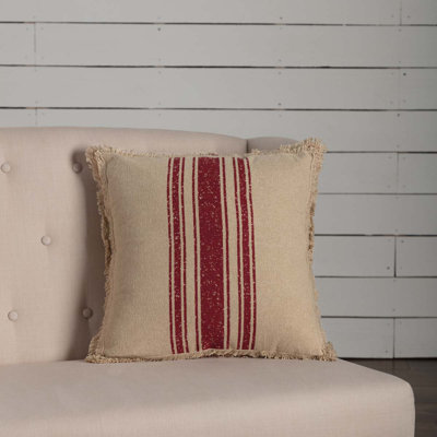 Vintage Burlap Striped Square Pillow Cover & Insert