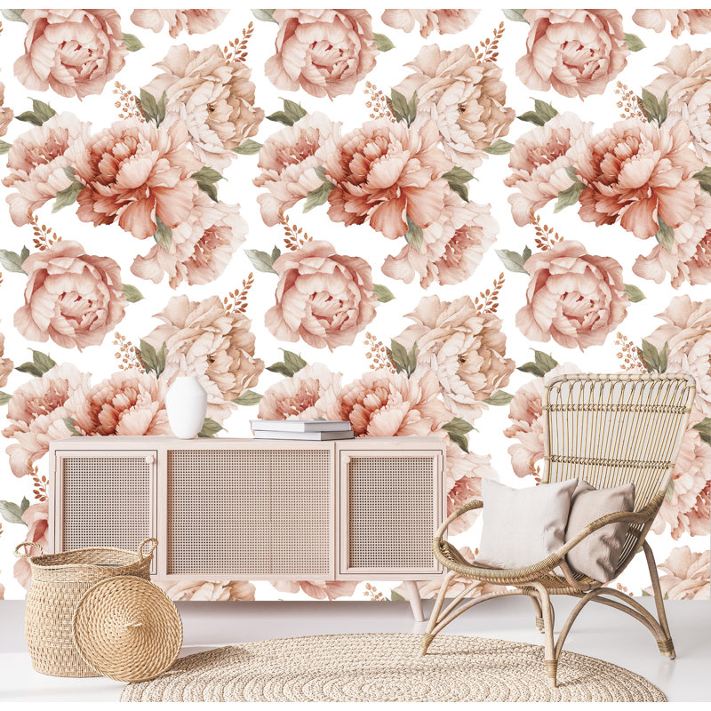 Papier peint amovible Anchise Peach, L 24 po x L 10 po