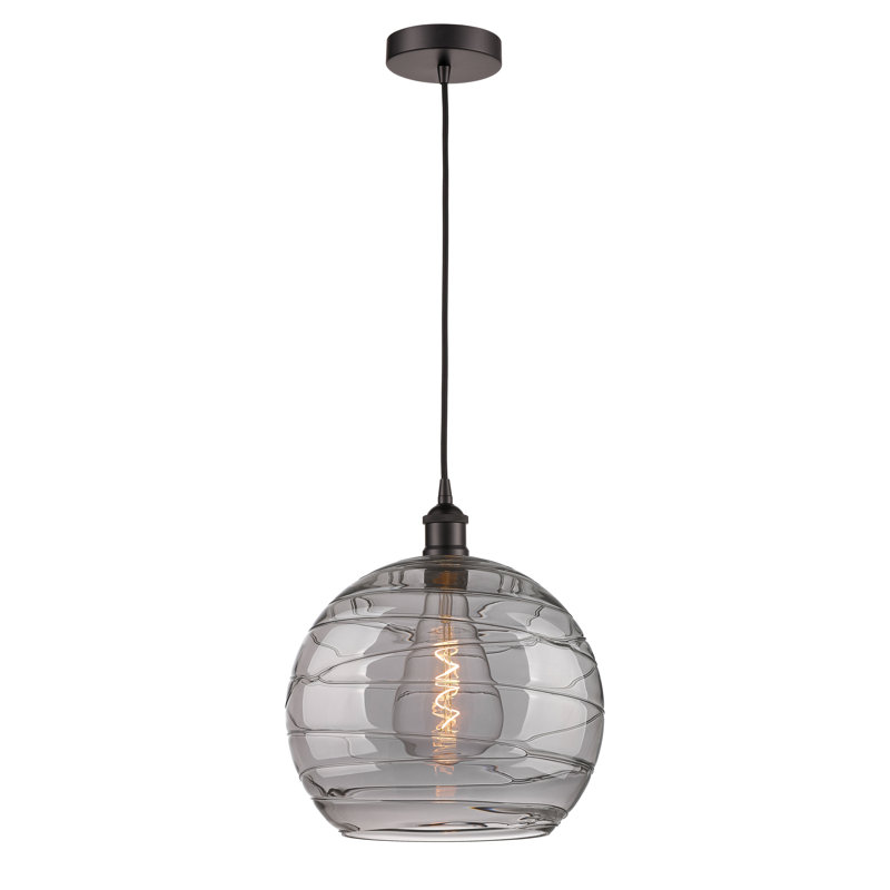 1 - Light Single Globle Pendant, 8.75" H x 6" W x 6" D, Oil Rubbed Bronze, Clear