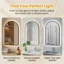 Miroir de salle de bain 28 po x 48 po à DEL arqué avec cadre noir, affichage de l'heure et de la température, rétroéclairé, antibuée, éclairage 3 couleurs à intensité variable, verre antidéflagrant