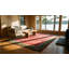 Grand tapis corail / saumon rose antique noué à la main des années 1920