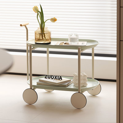 Moon storage cart (green) Nordic Internet celebrity mobile trolley kitchen simple double storage shelf living room sofa storage shelf
