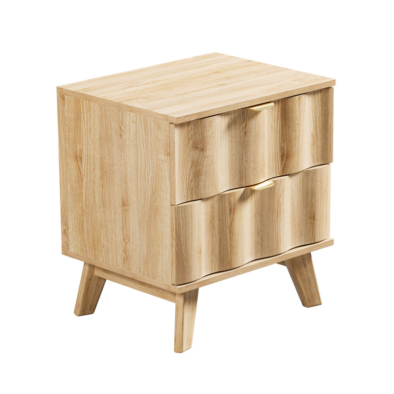 2 - Drawer End Table With Storage, 2 - Drawer Nightstand, Walnut