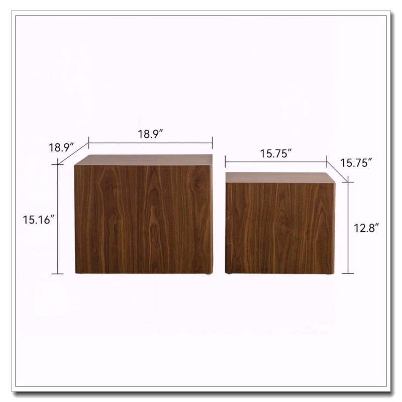 Ensemble de 2 tables basses gigognes noyer, Noyer