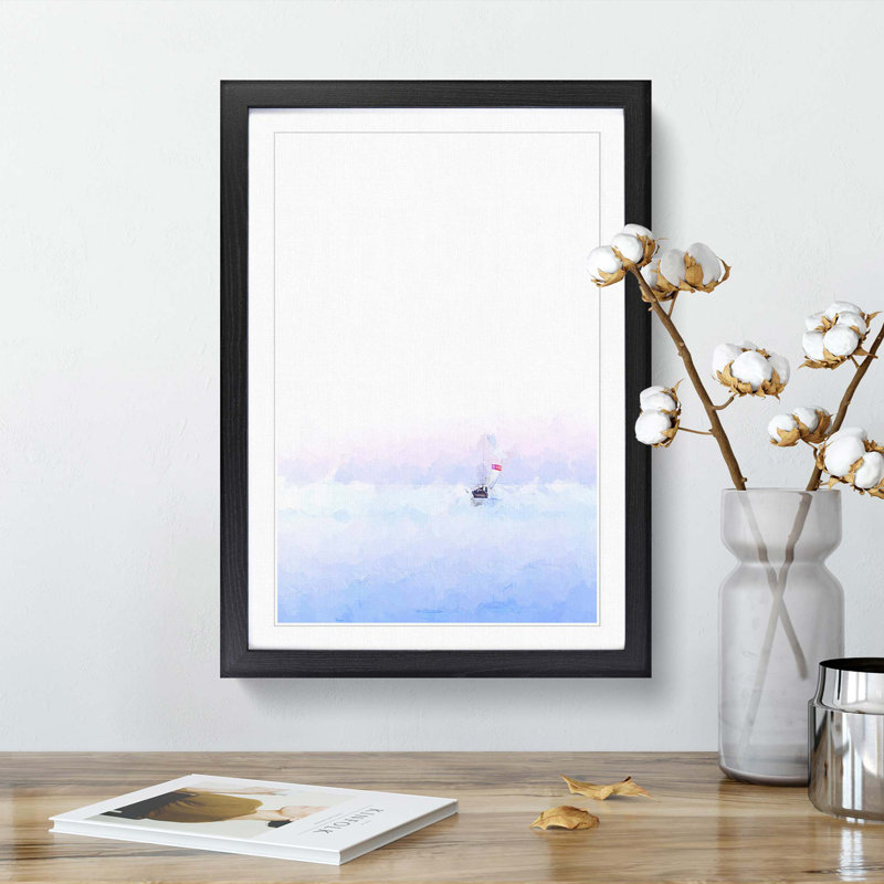 Sailboat upon the Ocean in Abstract - Picture Frame Graphic Art Print, 50cm H x 35cm W x 2cm D, Black