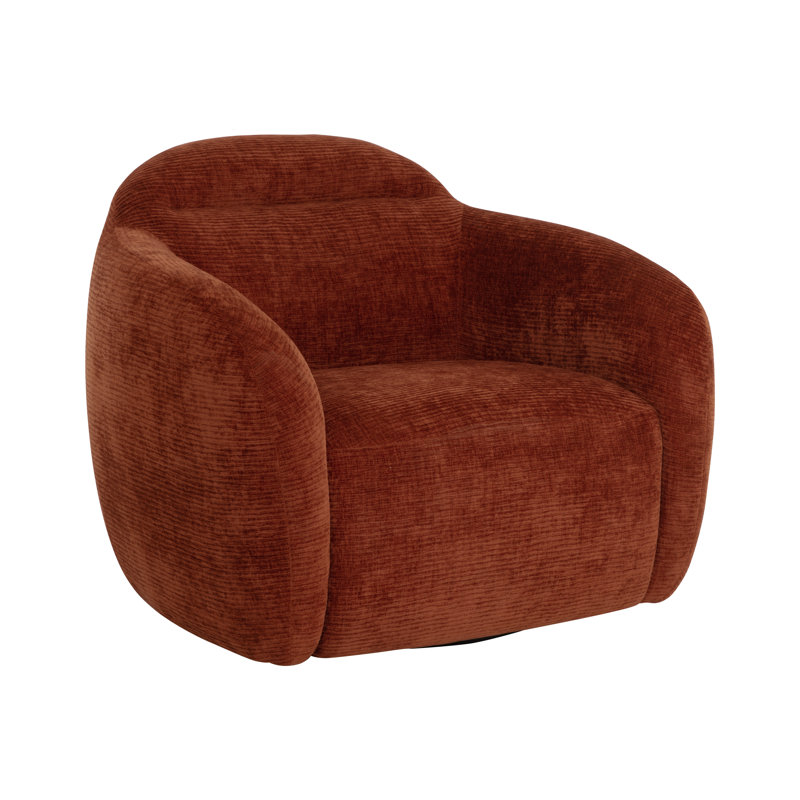 Swivel Lounge Chair, Brown Polyester