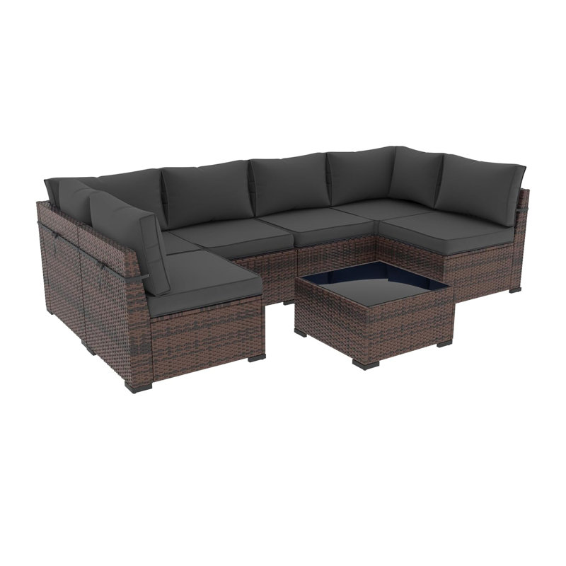 Cushion Covers For 7 Pcs (6 - Seaters) Wicker Rattan Sectional Sofa, 14Pack Cushion Slipcovers Set With Seat & Back Protection, Outdoor - Friendly Polyester Blend Material