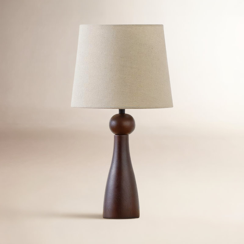 Amrita Reyer Solid Wood Table Lamp, Brown
