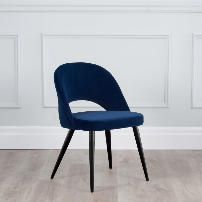 Chaise d'appoint rembourrée en velours Kanthan, Bleu royal, Noir