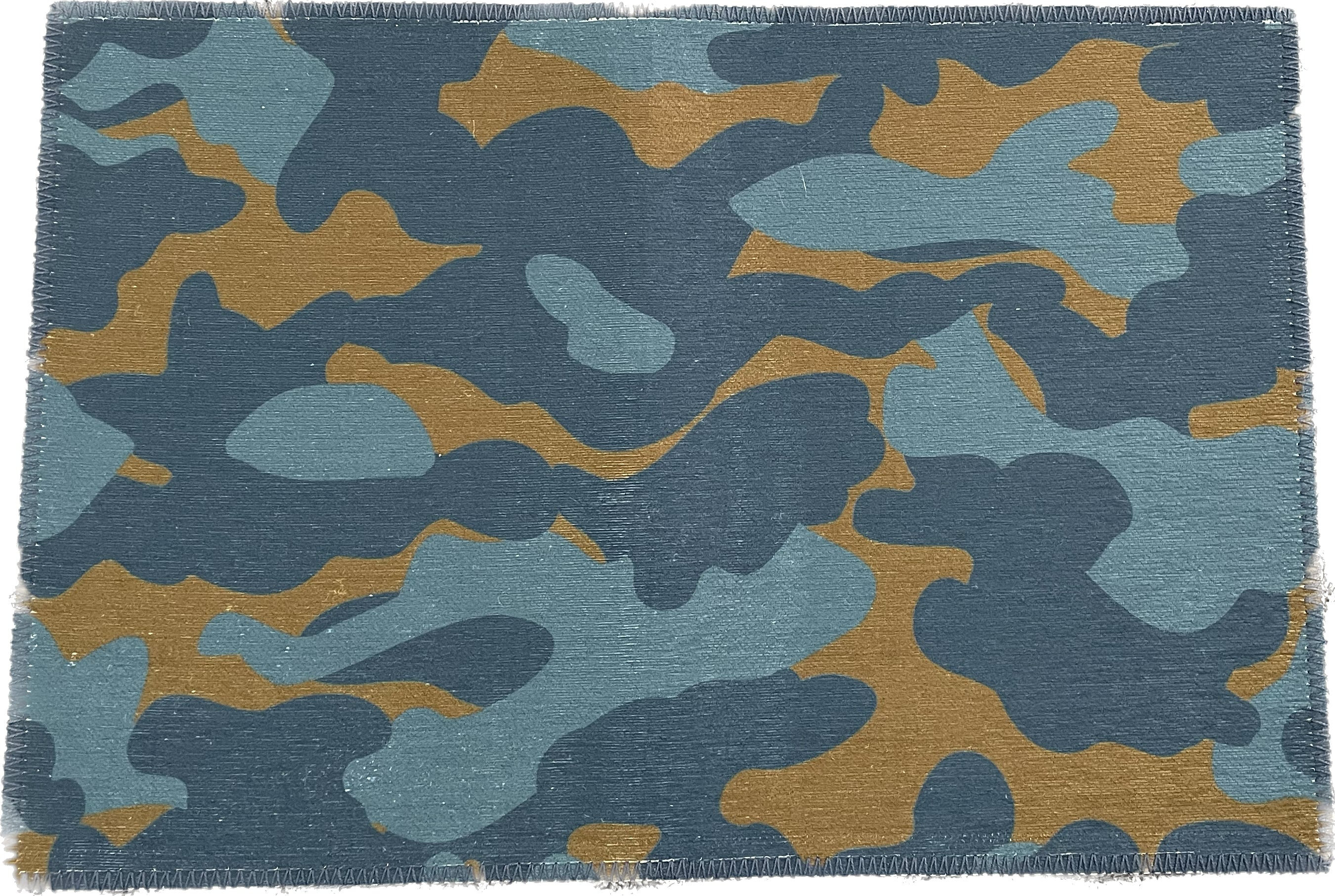 Nicolette Mayer Camo Mustard Blue Microfiber Rectangle Washable Rug ...