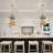 Vintage Colorful Glass 3-light Pendant Chandelier In Antique Bronze