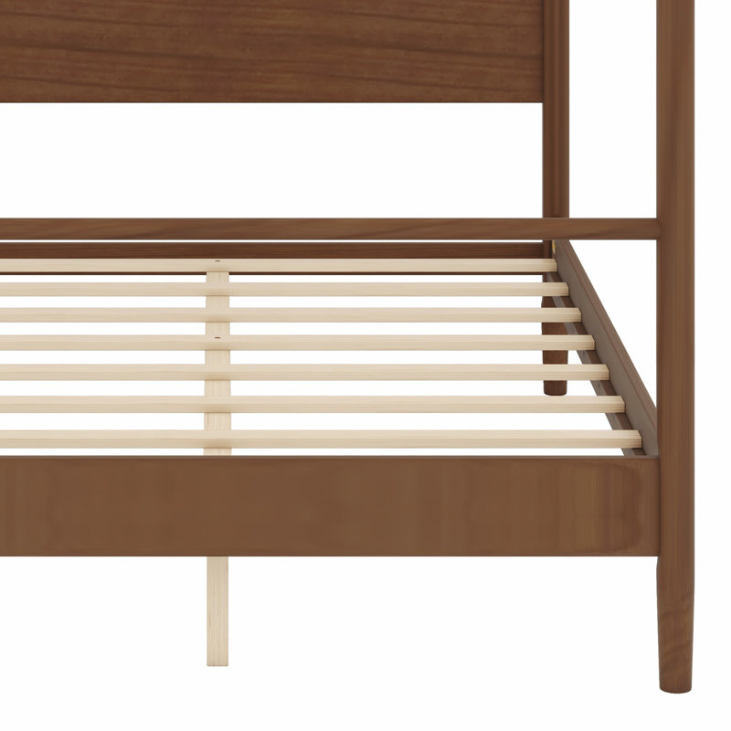 Cadre à baldaquin en bois élégant avec lit à baldaquin et sommier sans sommier requis