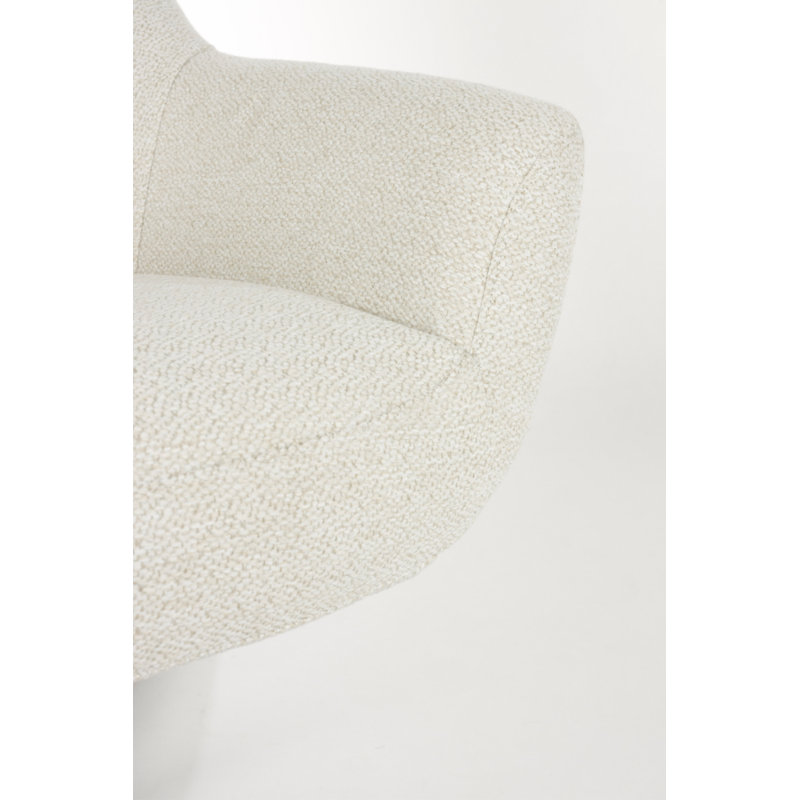 Yuki Swivel Lounge Chair, White Polyester