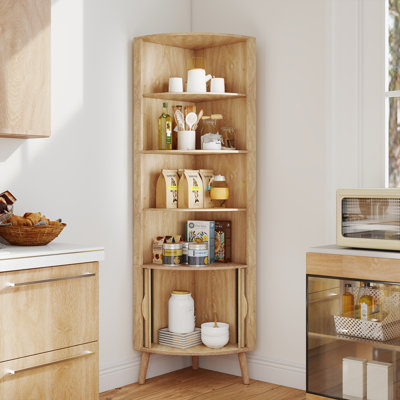 66.73'' Tall Corner Cabinet With 2 Fluted Doors And Shelves