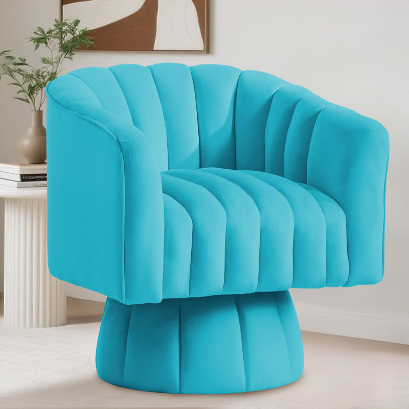 Accent Chair, 360° Swivel Accent Chairs, Velvet Upholstered Small Barrel Chair, Small Barrel Chairs For Small Place, Classic Chair For Living Room Or Bedroom