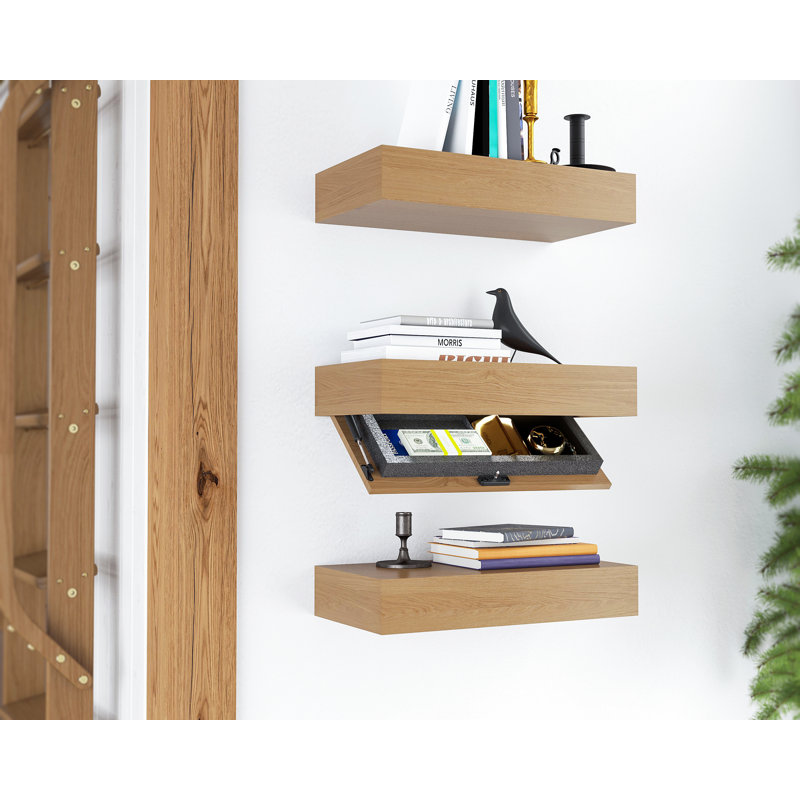 HIDE-A-SHELF Red Oak Clear Finish Concealed Floating Shelf
