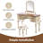 Vintage Makeup Vanity With Curved Flower Frame Mirror, 5 Drawers, Leather Stool, And Solid Wood Legs For Elegant Bedroom Decor