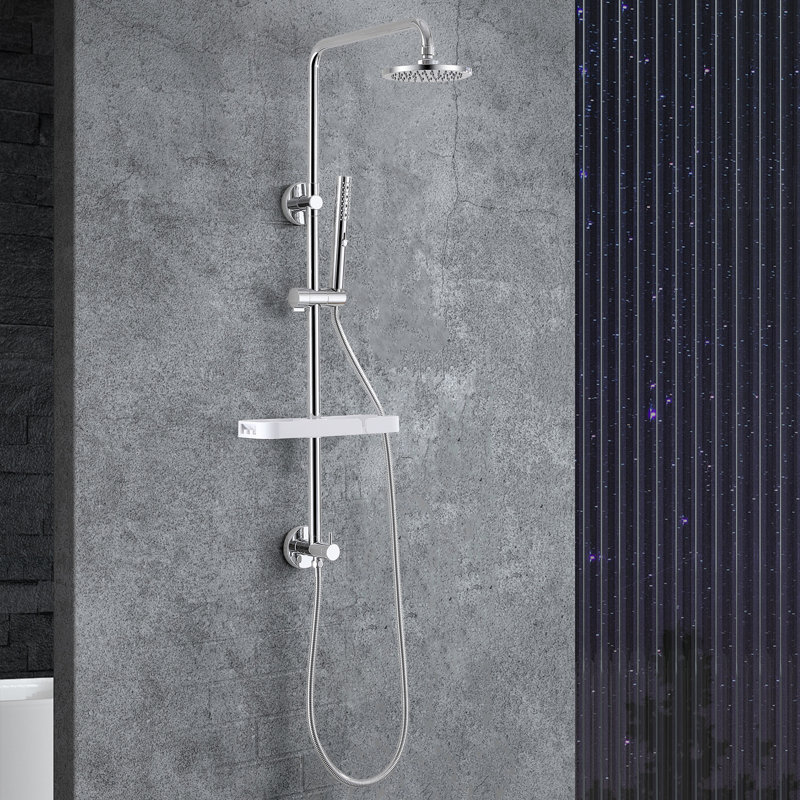 38"H 6 in Exposed Rain Shower Seystem With Handheld Shower (Valve Not Included), Chrome