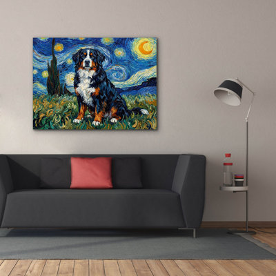 'Bernese Mountain Dog Starry Night' by Rich Monet Canvas Wall Art, 54" x 40"
